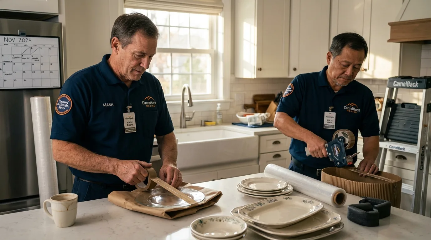 Professional crew packing kitchen dishware in Glen Ridge, NJ